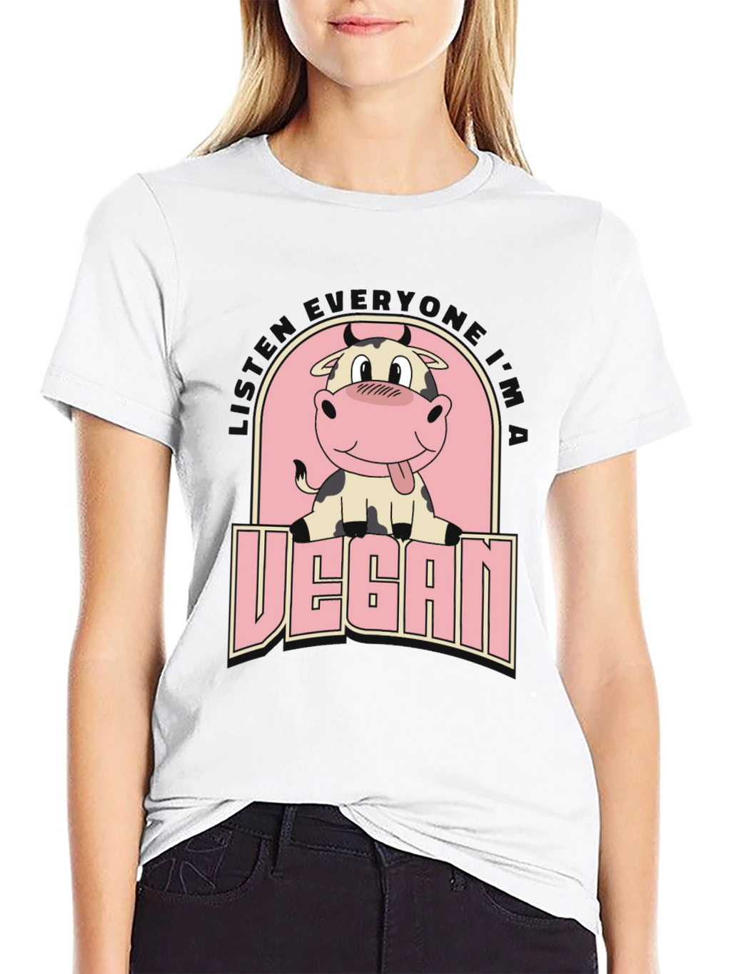 Vegan Cow Graphic Tee - Unisex Black T-Shirt