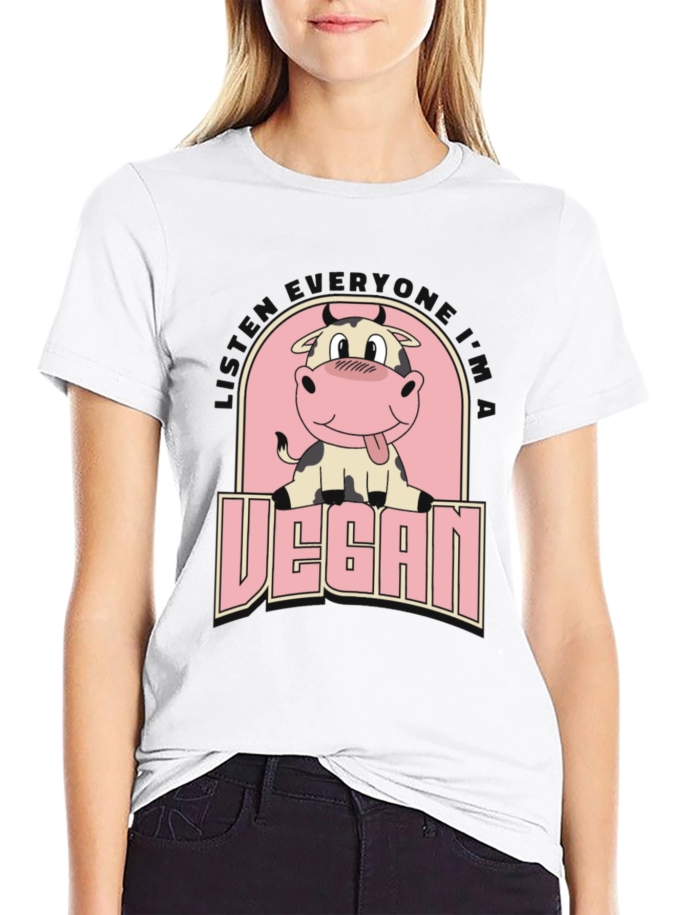 Vegan Cow Graphic Tee - Unisex Black T-Shirt