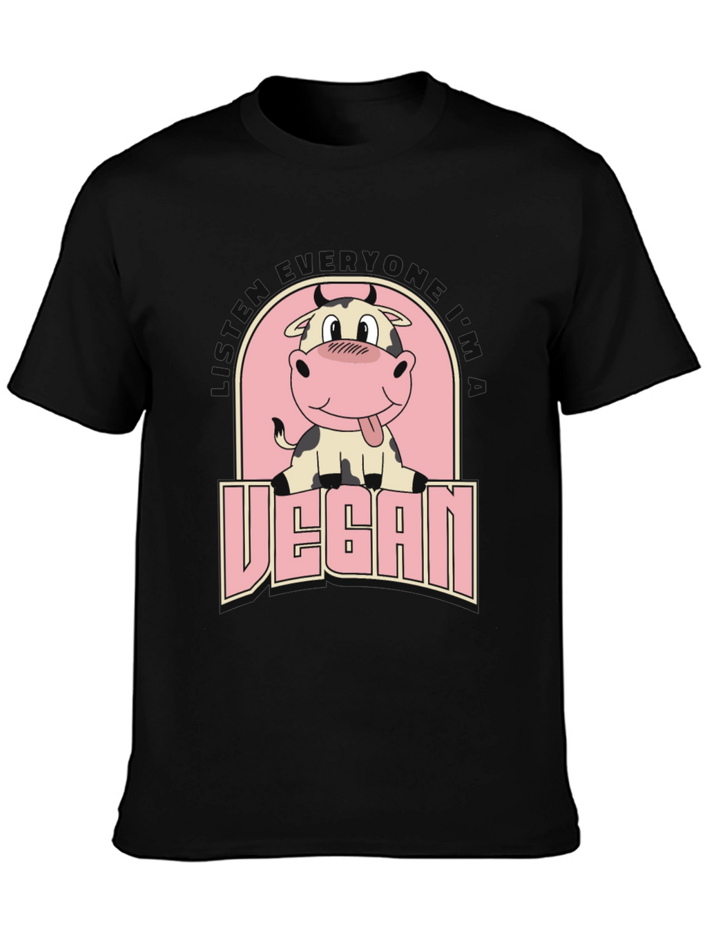 Vegan Cow Graphic Tee - Unisex Black T-Shirt