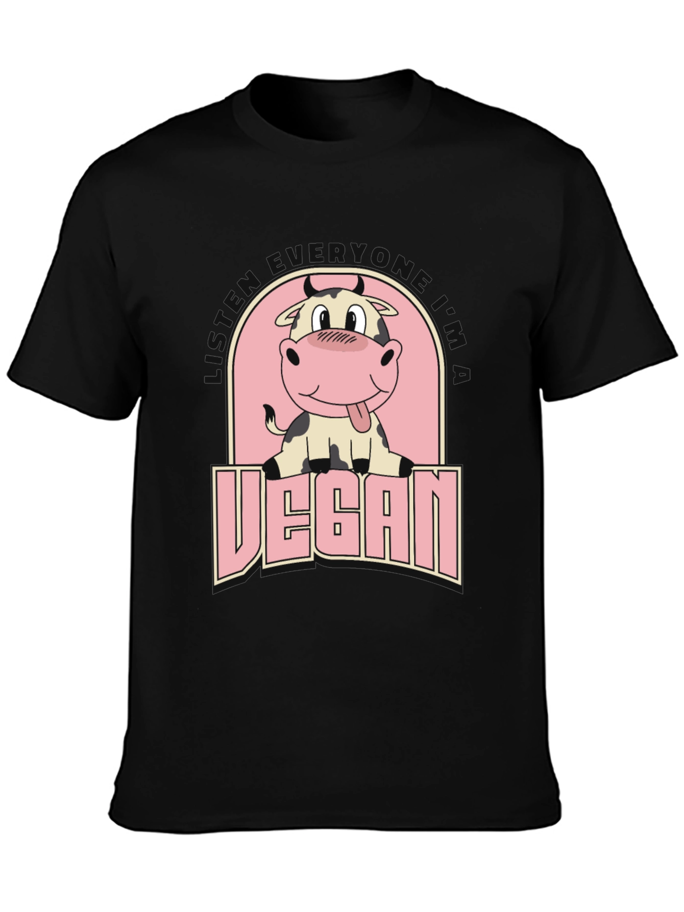 Vegan Cow Graphic Tee - Unisex Black T-Shirt