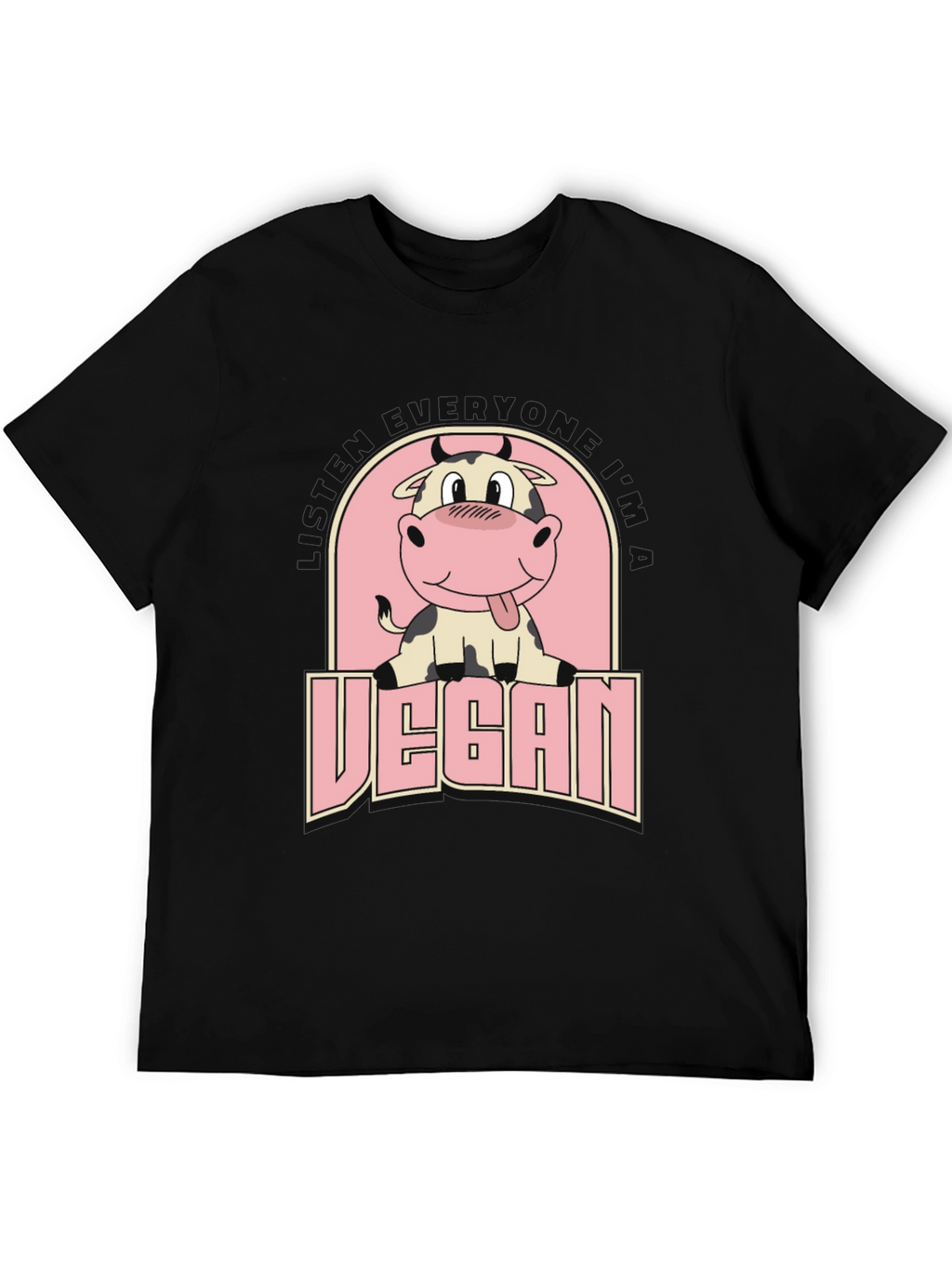 Vegan Cow Graphic Tee - Unisex Black T-Shirt