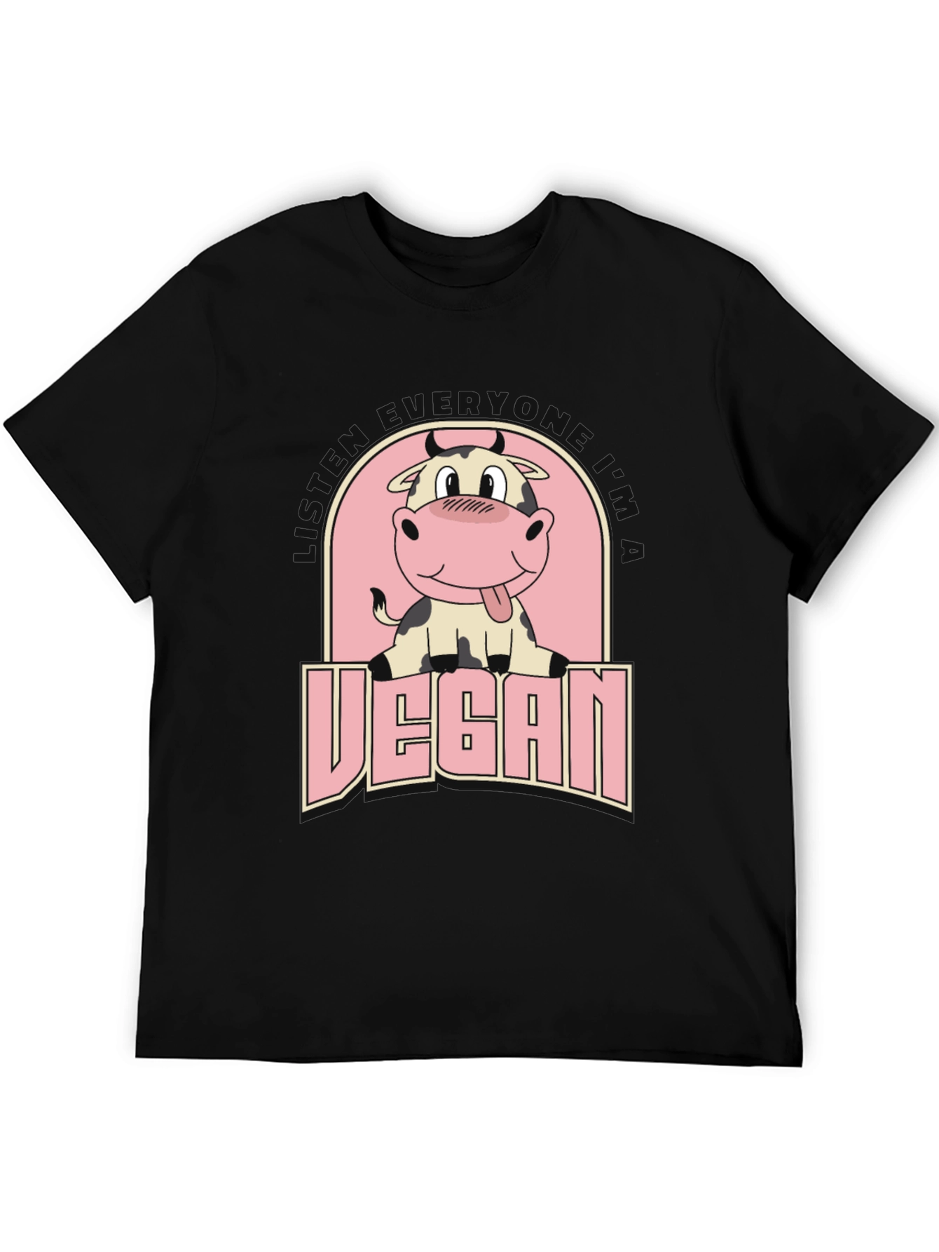 Vegan Cow Graphic Tee - Unisex Black T-Shirt