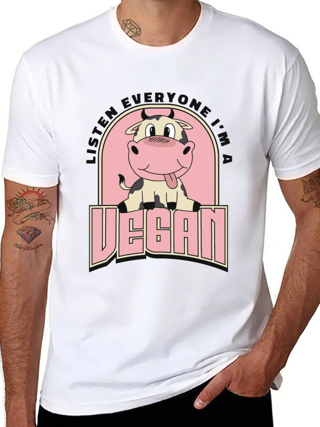Vegan Cow Graphic Tee - Unisex Black T-Shirt
