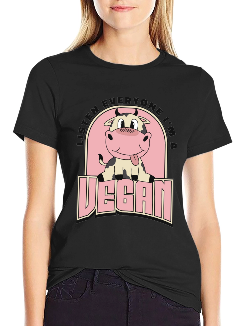 Vegan Cow Graphic Tee - Unisex Black T-Shirt