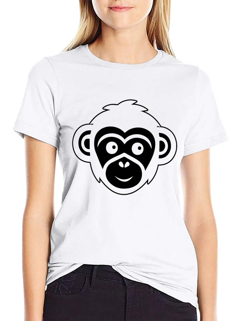 Monkey Graphic Black T-Shirt Short Sleeve Crew Neck