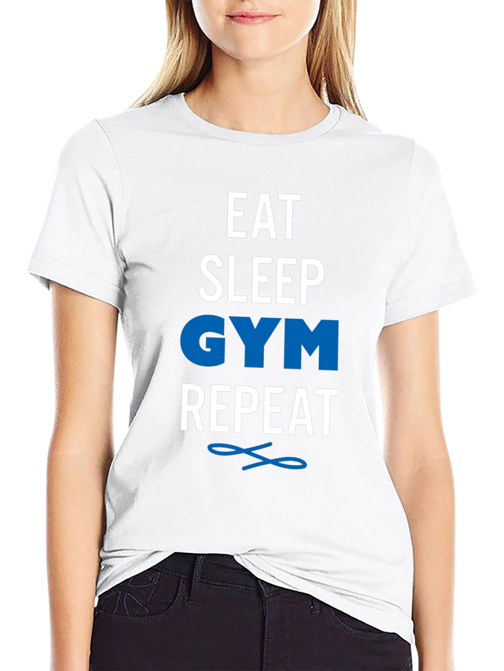 Eat Sleep Gym Repeat Black Graphic T-Shirt