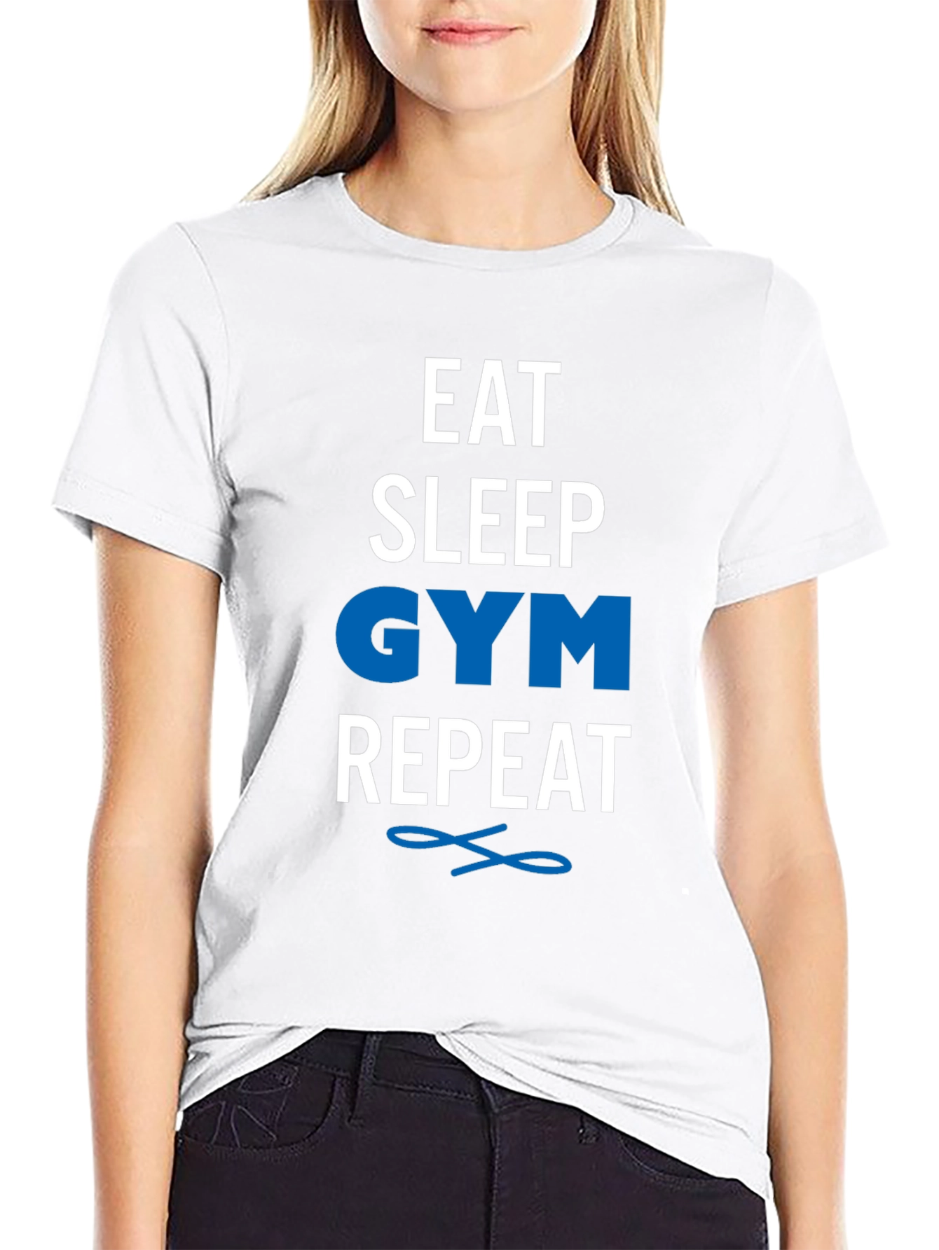 Eat Sleep Gym Repeat Black Graphic T-Shirt