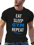 Eat Sleep Gym Repeat Black Graphic T-Shirt