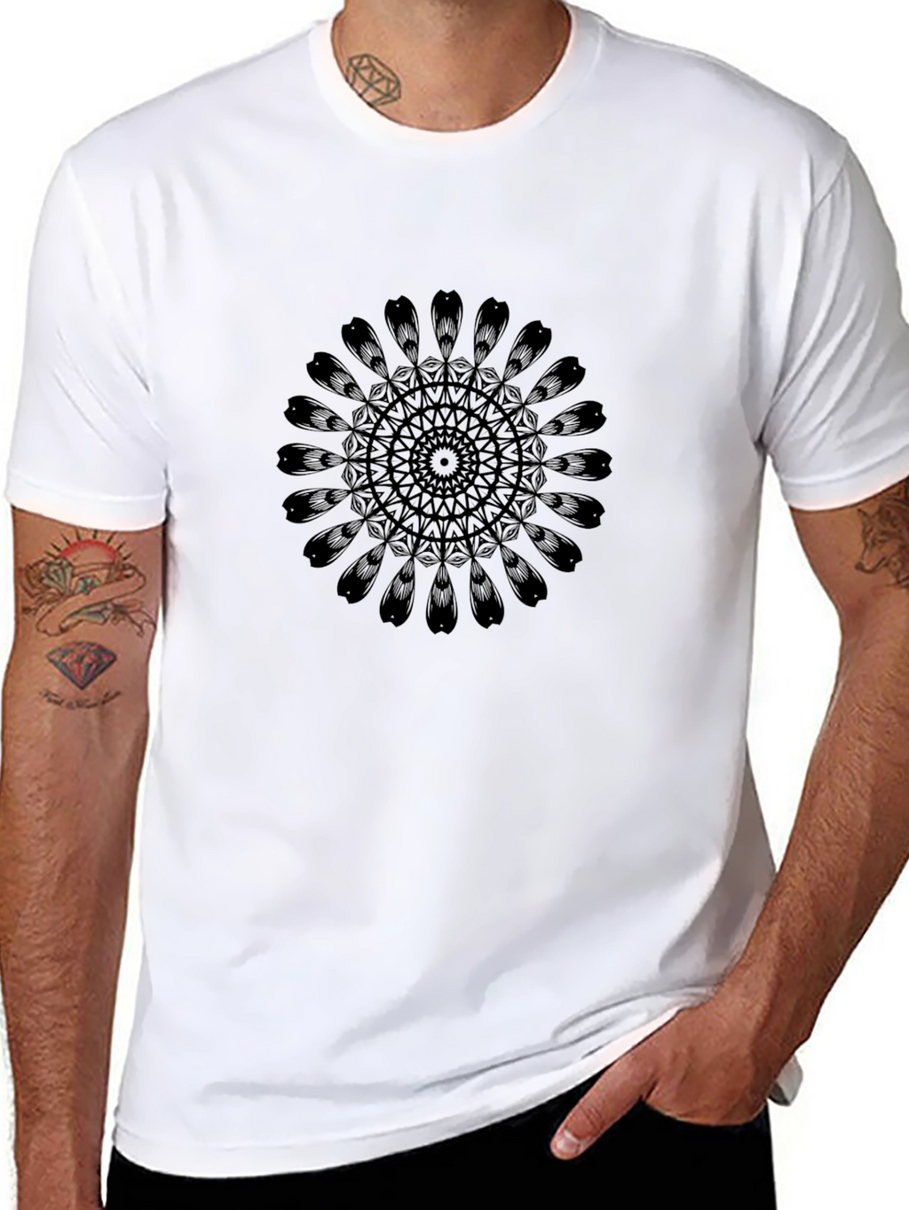 Abstract Mandala Graphic Black T-Shirt