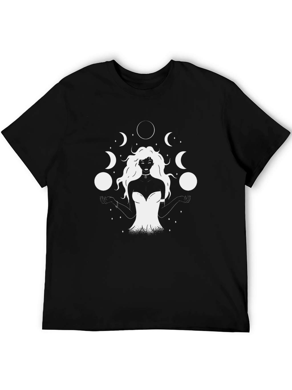 Mystic Moon Goddess Graphic T-Shirt - Black