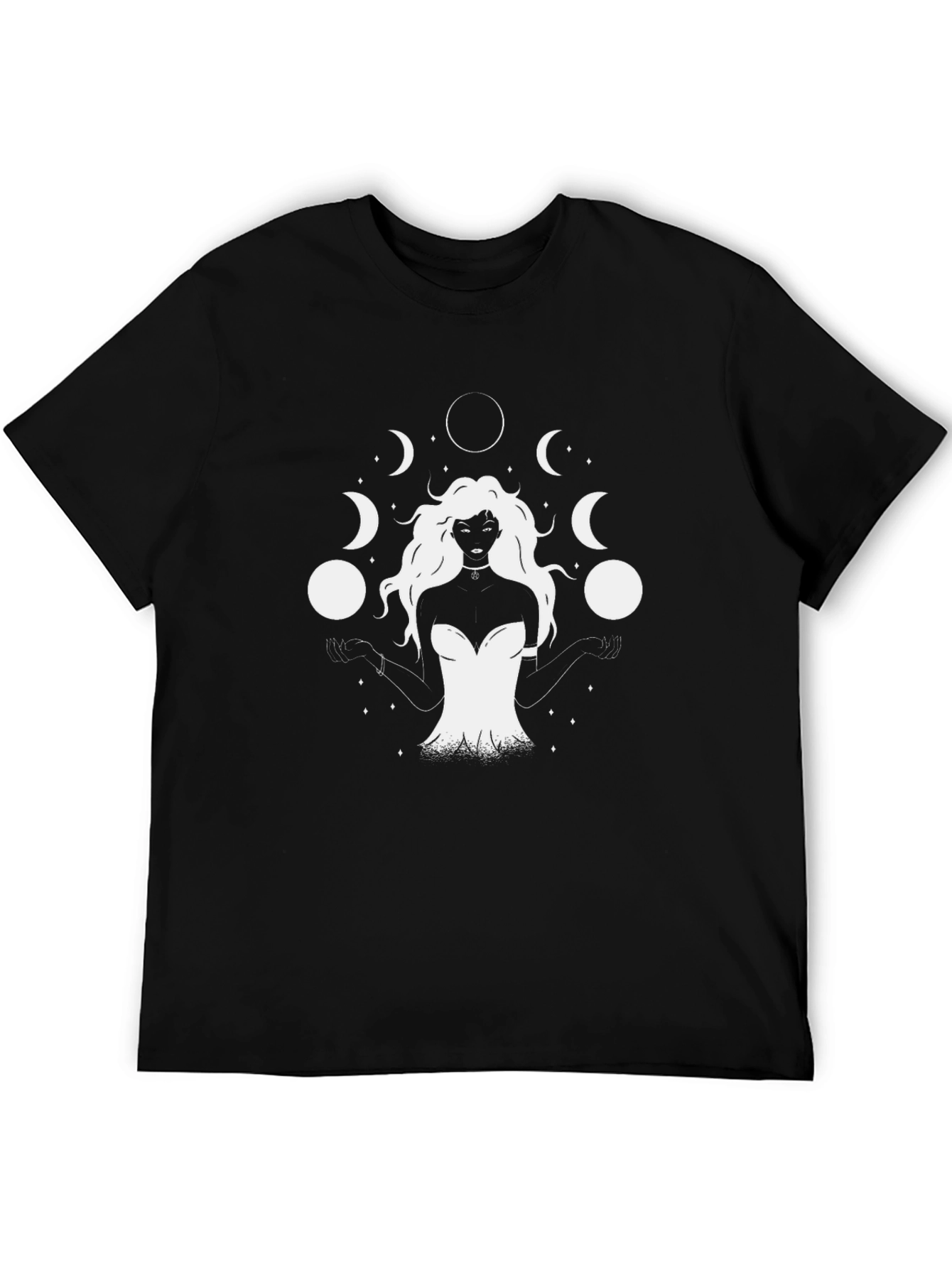 Mystic Moon Goddess Graphic T-Shirt - Black