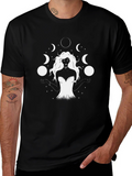 Mystic Moon Goddess Graphic T-Shirt - Black