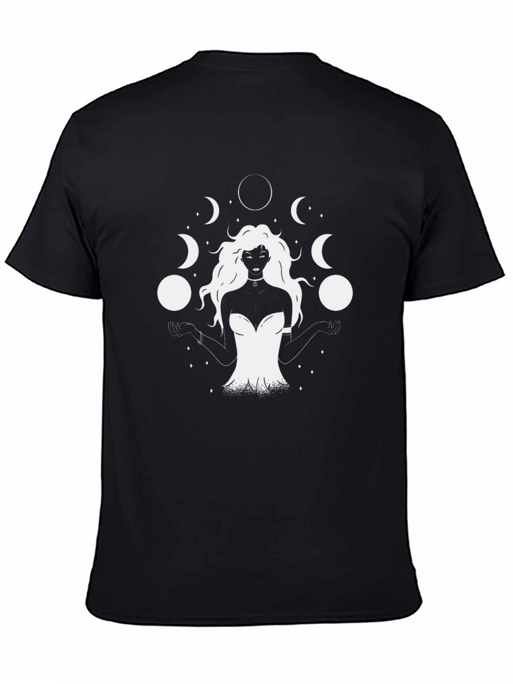 Mystic Moon Goddess Graphic T-Shirt - Black