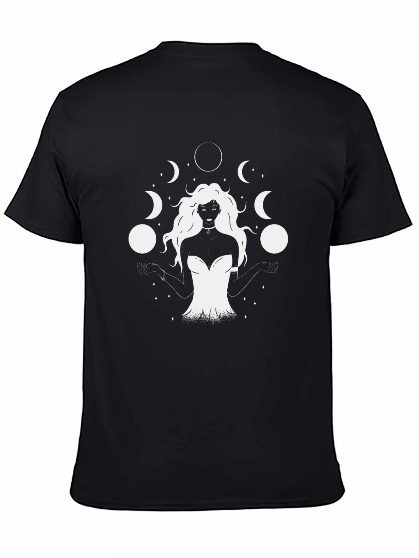 Mystic Moon Goddess Graphic T-Shirt - Black