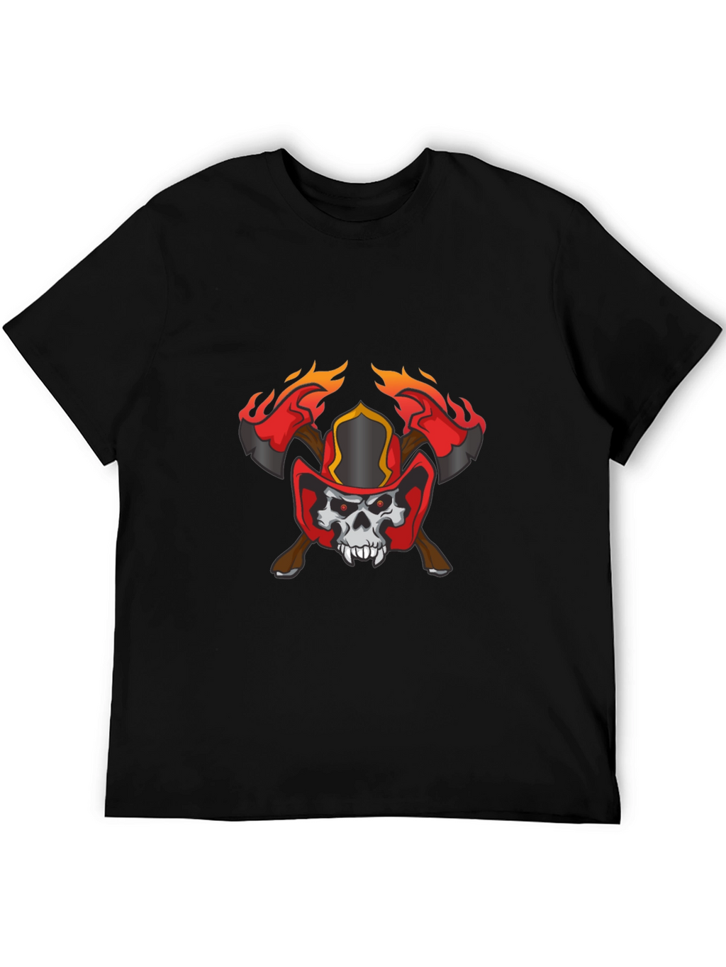 Skull Firefighter Axe Graphic T-Shirt