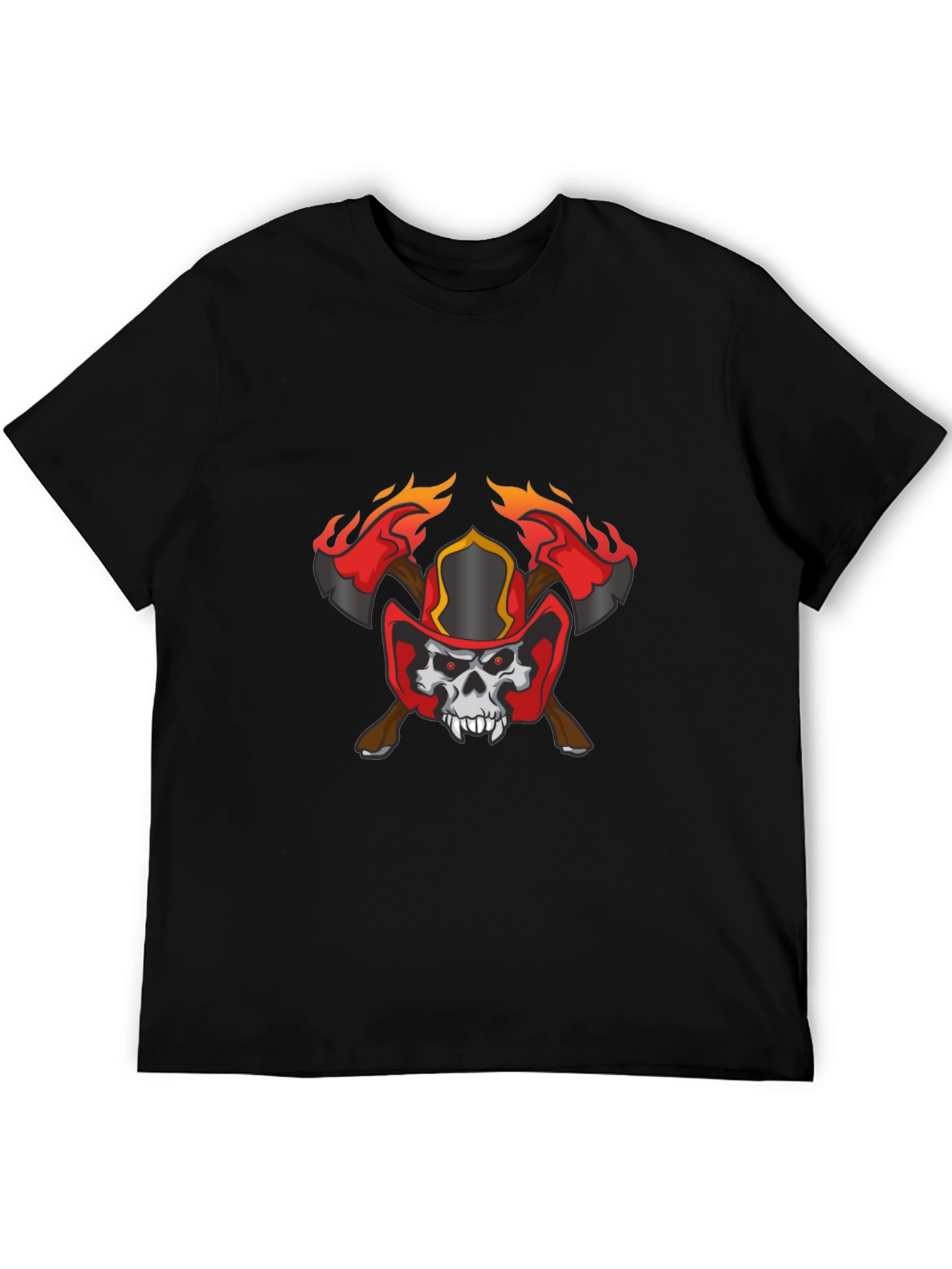 Skull Firefighter Axe Graphic T-Shirt
