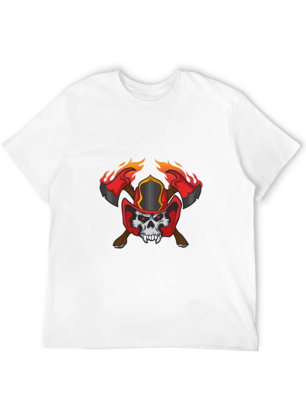 Skull Firefighter Axe Graphic T-Shirt