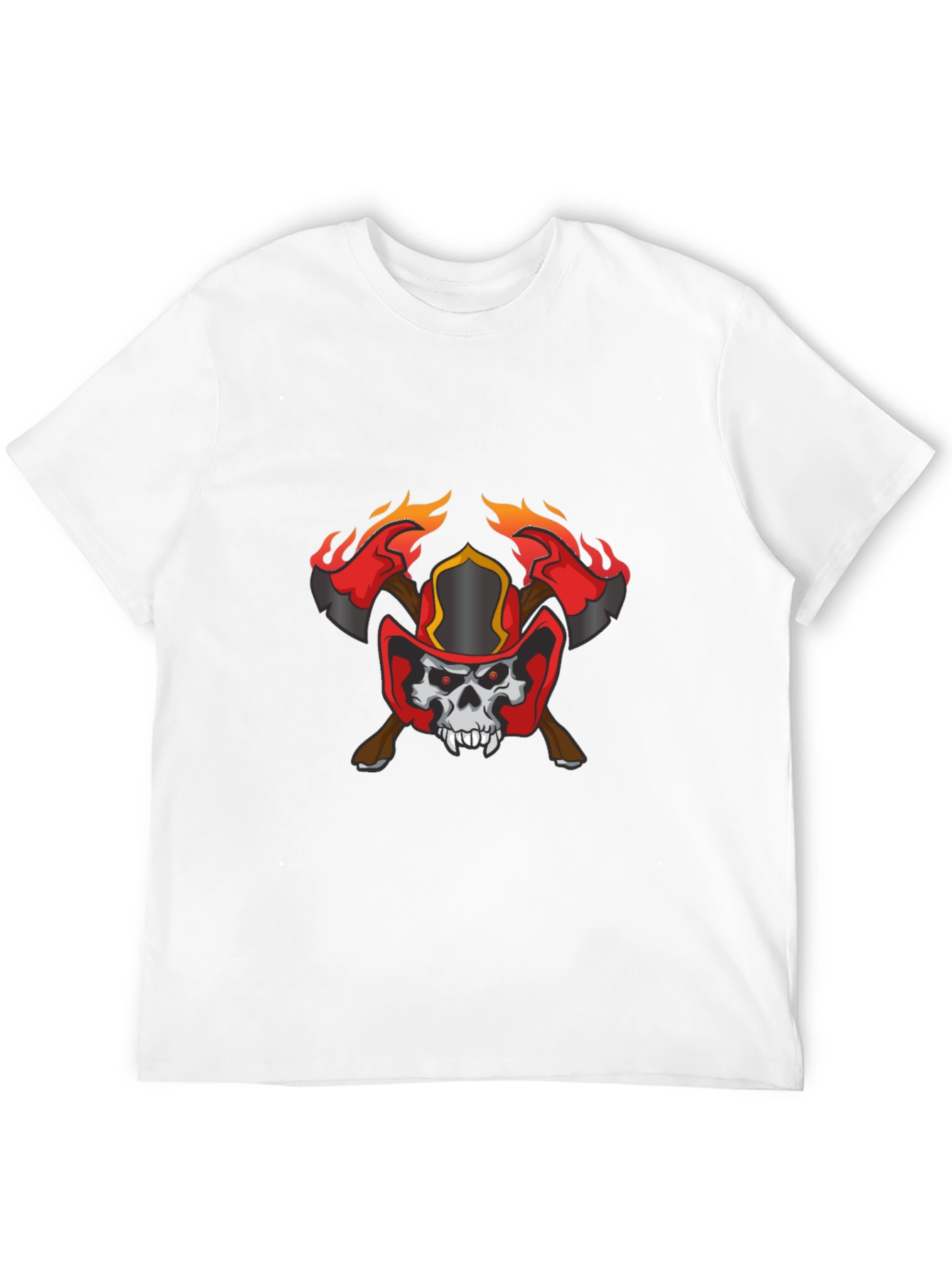 Skull Firefighter Axe Graphic T-Shirt