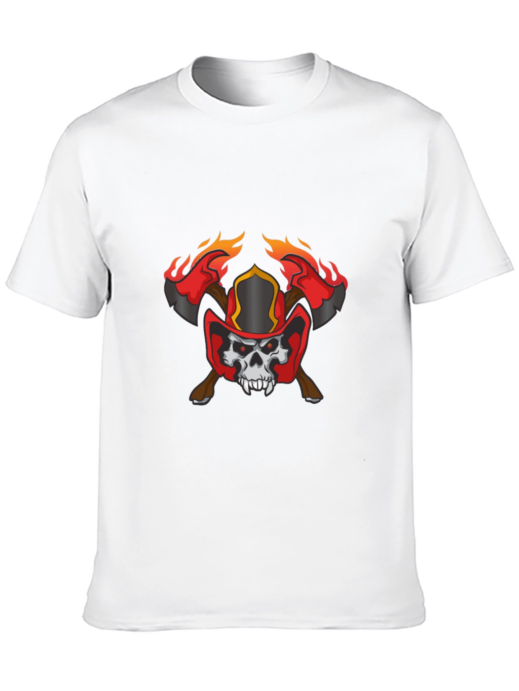 Skull Firefighter Axe Graphic T-Shirt