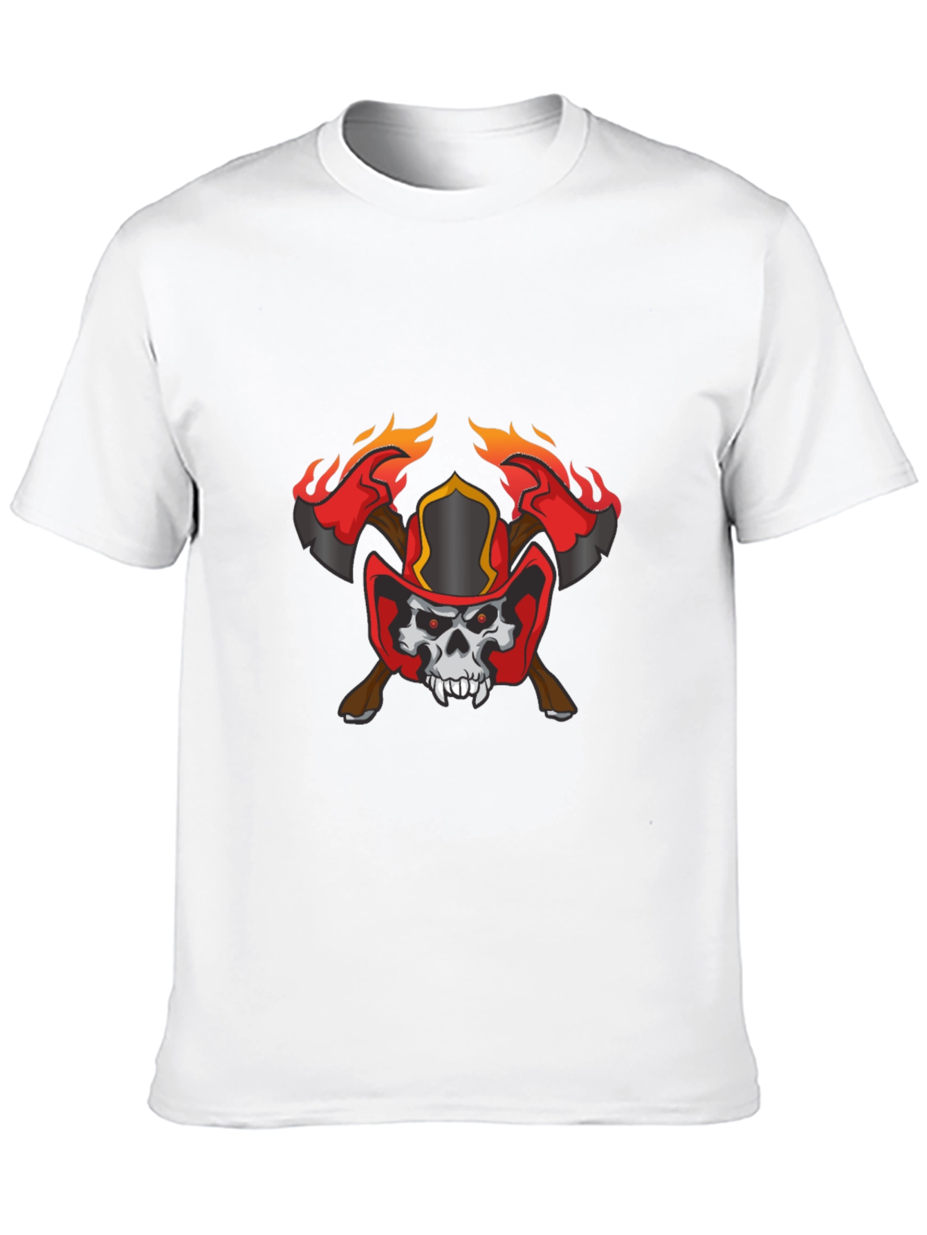 Skull Firefighter Axe Graphic T-Shirt