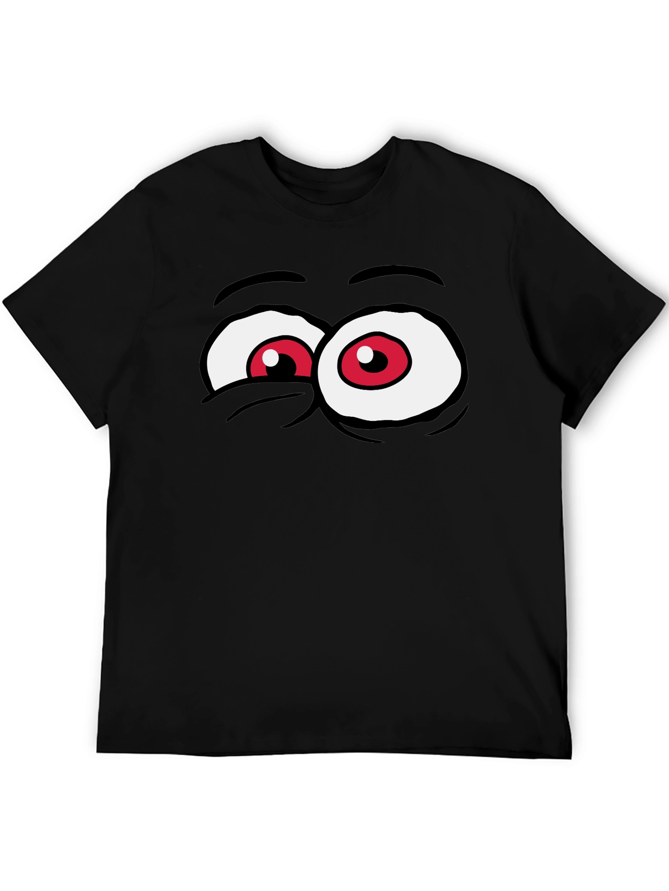 Funny Cartoon Eyes Graphic Tee - Black