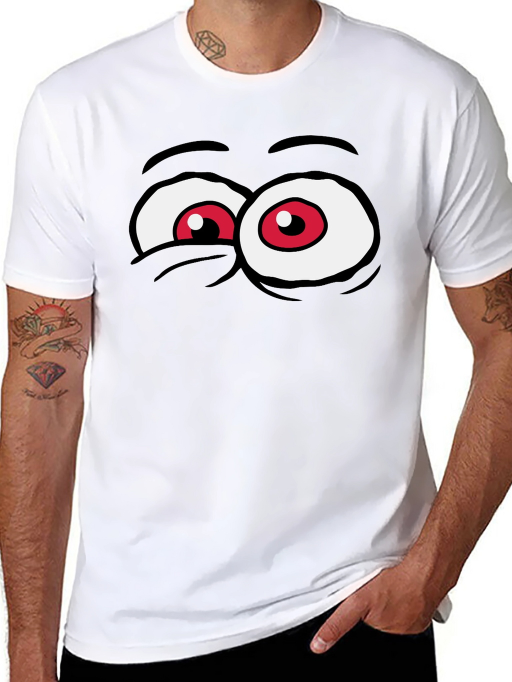 Funny Cartoon Eyes Graphic Tee - Black