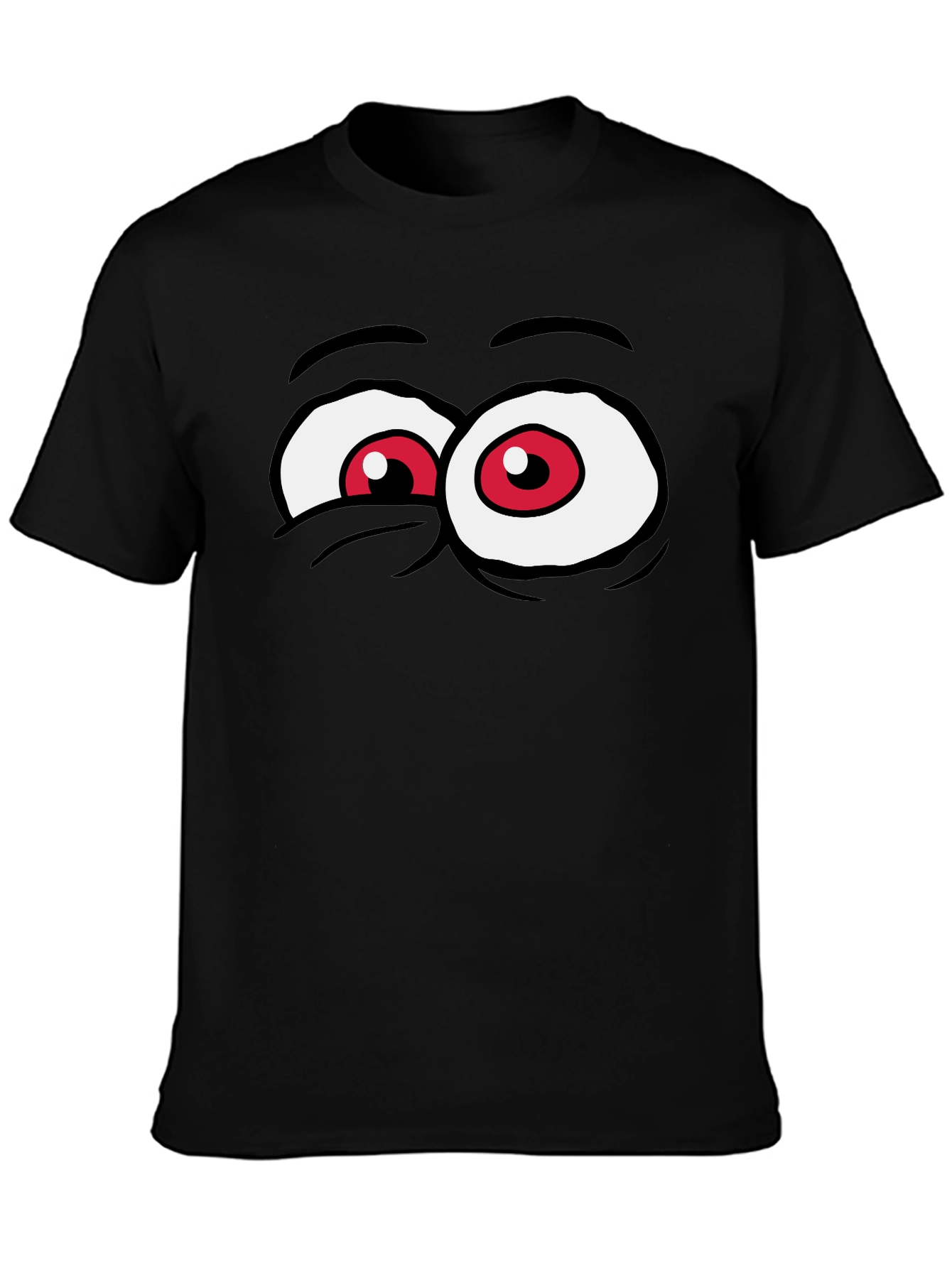 Funny Cartoon Eyes Graphic Tee - Black