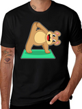 Yoga Bear Graphic Tee - Cute Exercise Cartoon Shirt