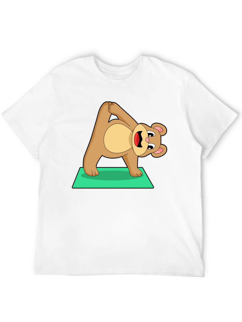 Yoga Bear Graphic Tee - Cute Exercise Cartoon Shirt