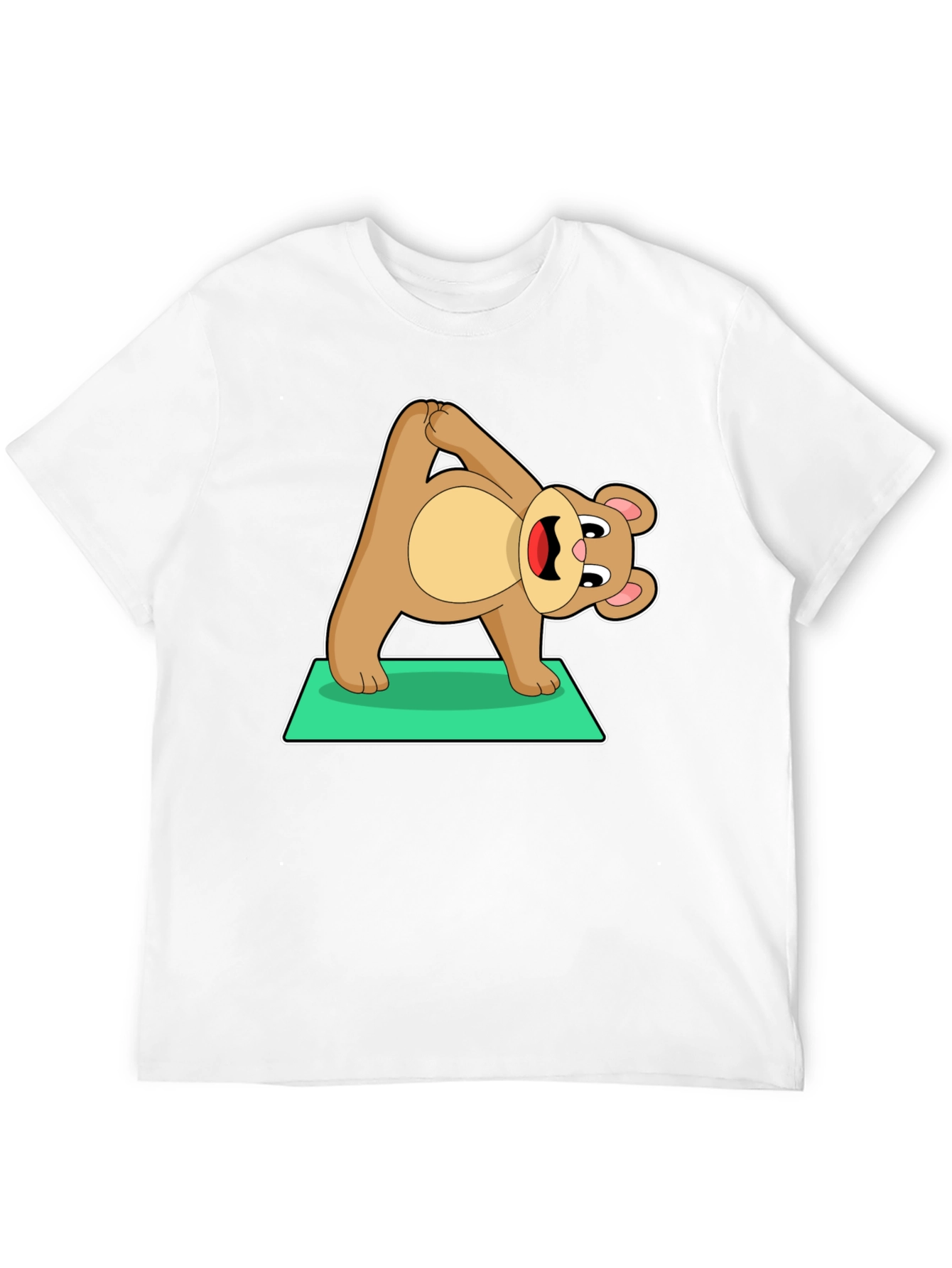 Yoga Bear Graphic Tee - Cute Exercise Cartoon Shirt