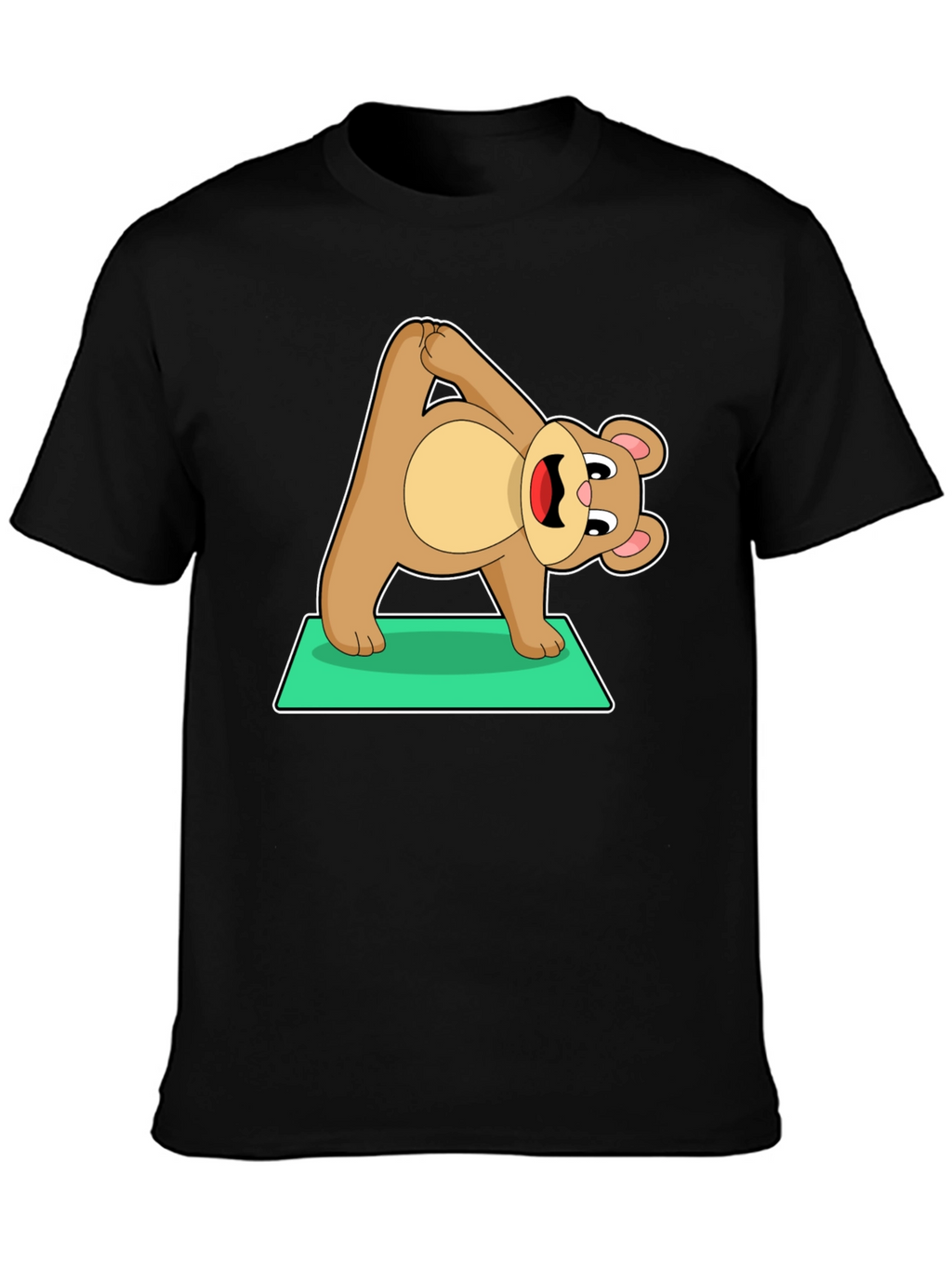Yoga Bear Graphic Tee - Cute Exercise Cartoon Shirt