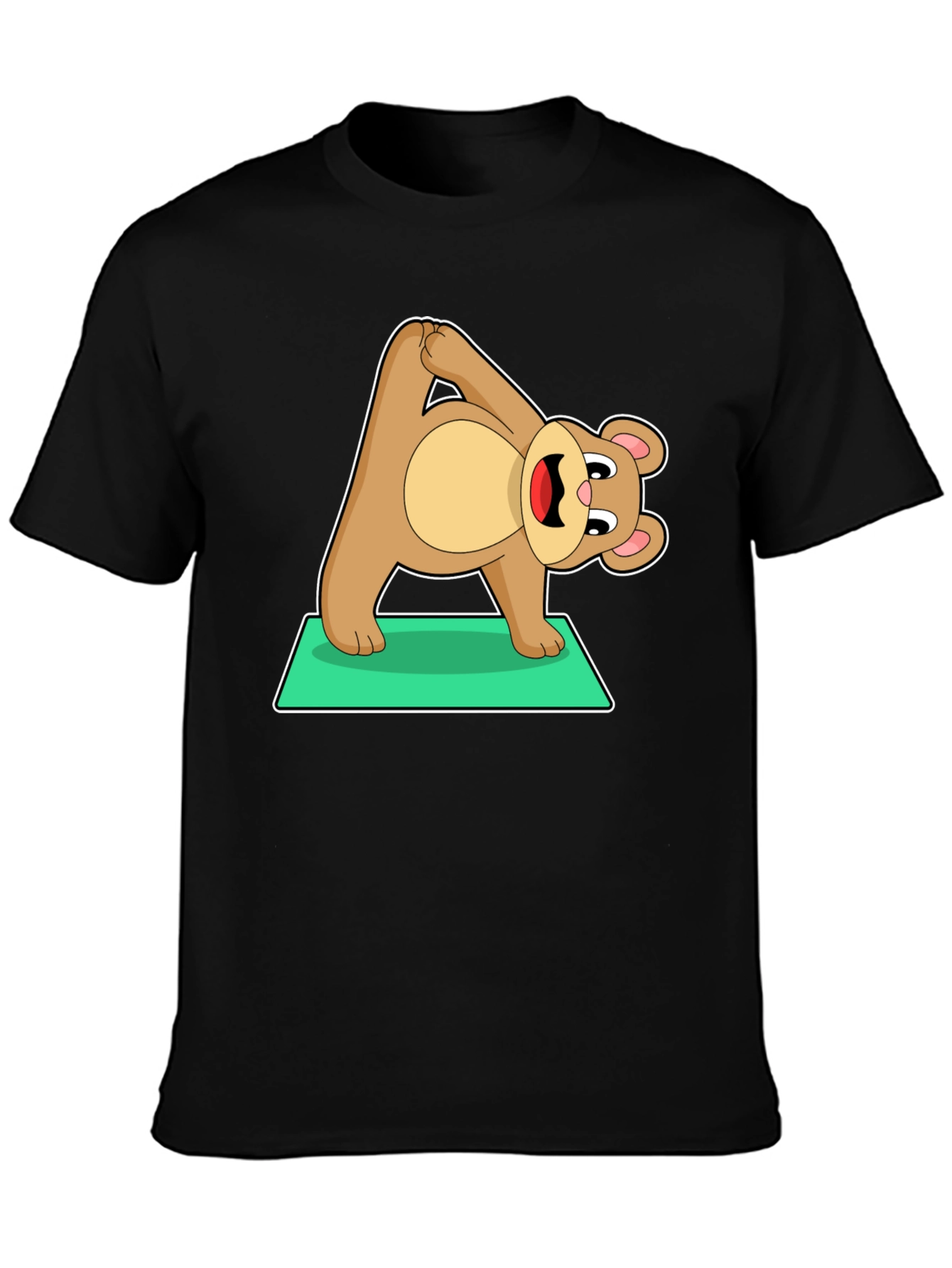 Yoga Bear Graphic Tee - Cute Exercise Cartoon Shirt