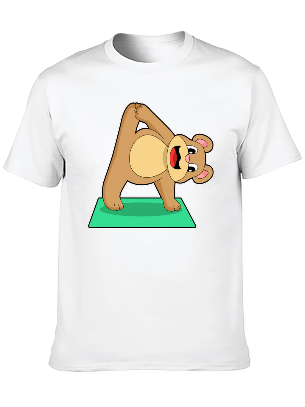 Yoga Bear Graphic Tee - Cute Exercise Cartoon Shirt