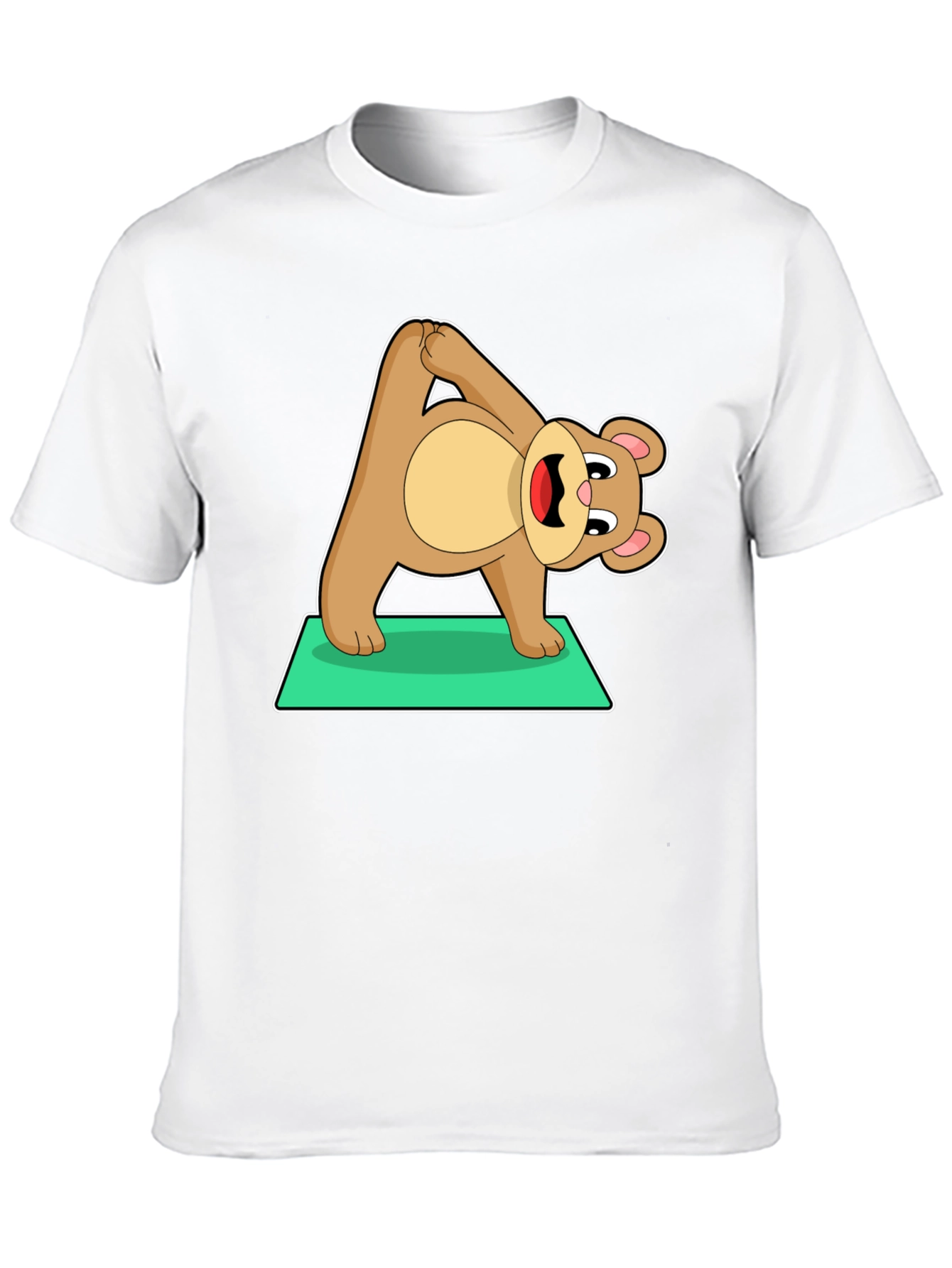 Yoga Bear Graphic Tee - Cute Exercise Cartoon Shirt
