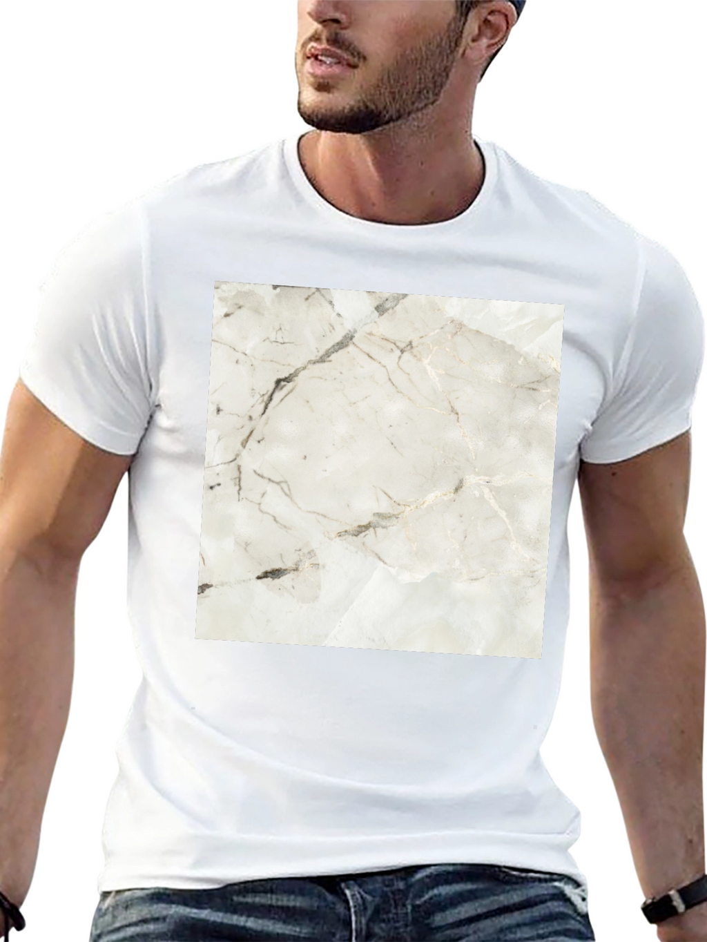 Abstract Marble Design Black T-Shirt