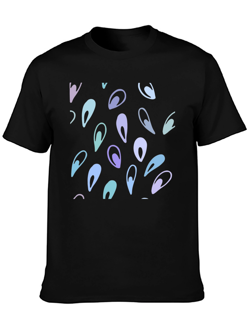 Abstract Teardrop Pattern Black T-Shirt