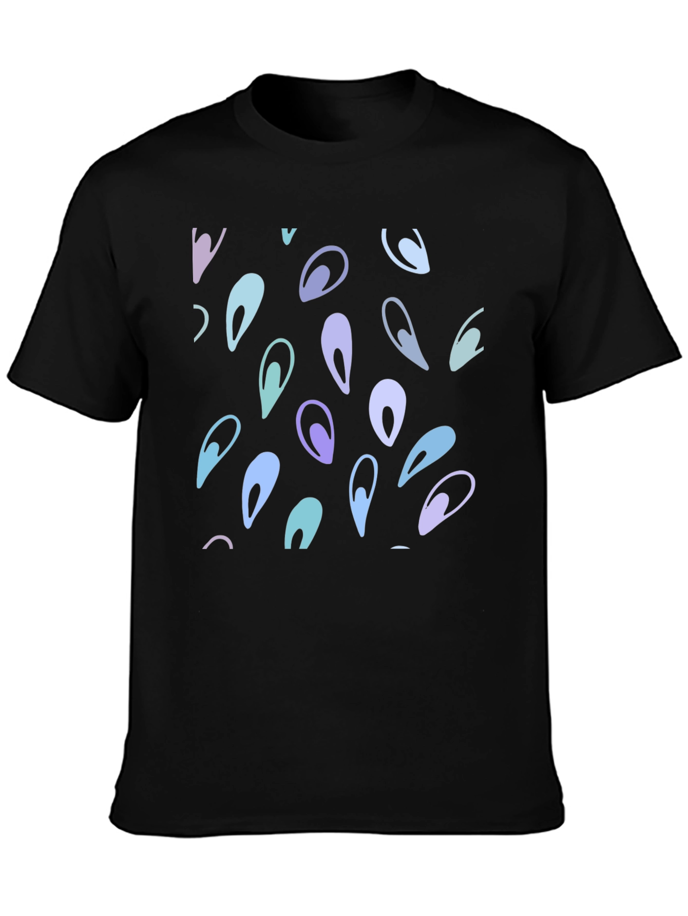 Abstract Teardrop Pattern Black T-Shirt