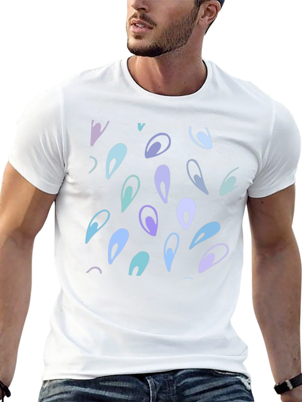 Abstract Teardrop Pattern Black T-Shirt