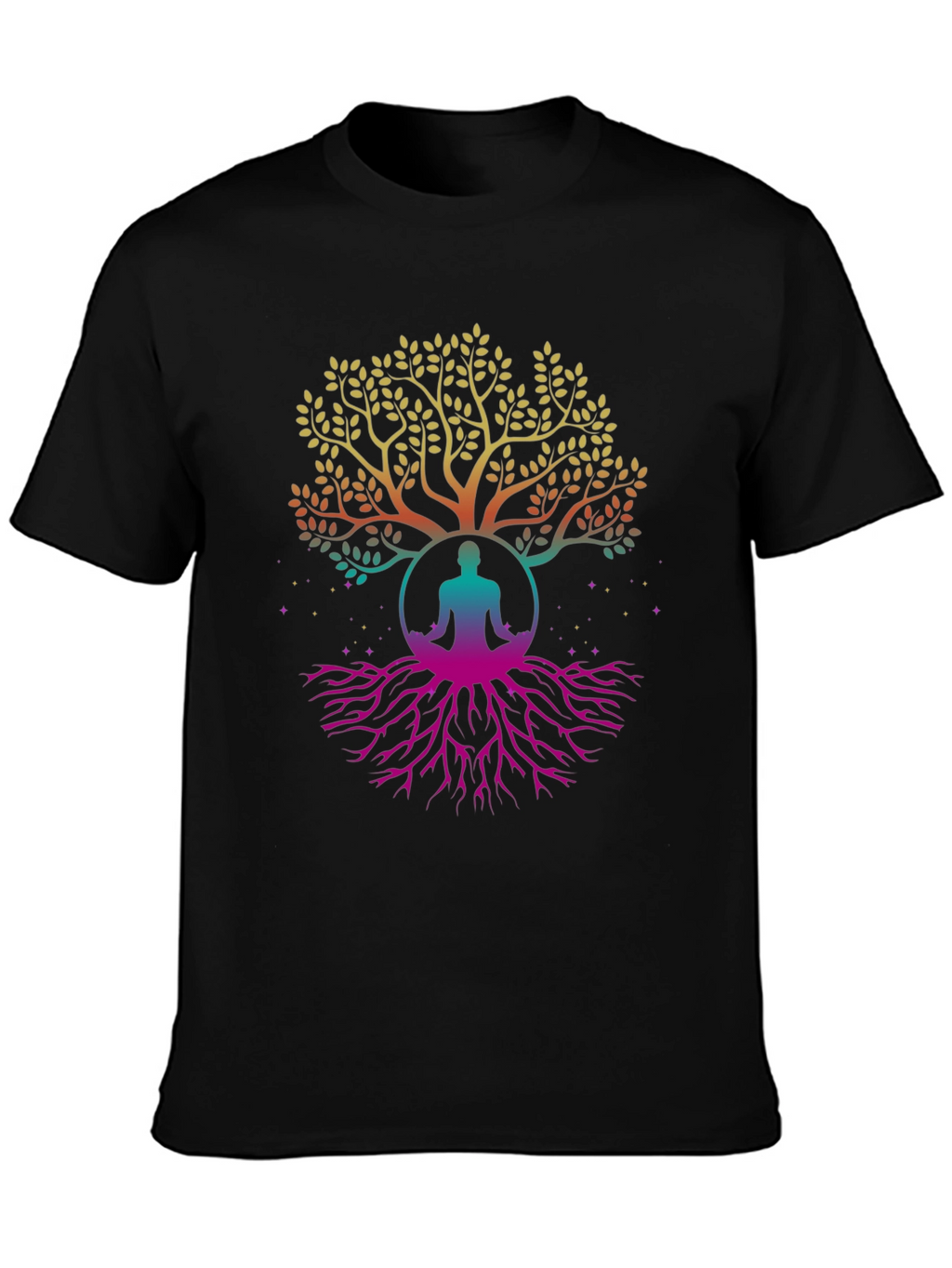 Tree of Life Yoga Meditation Black T-Shirt