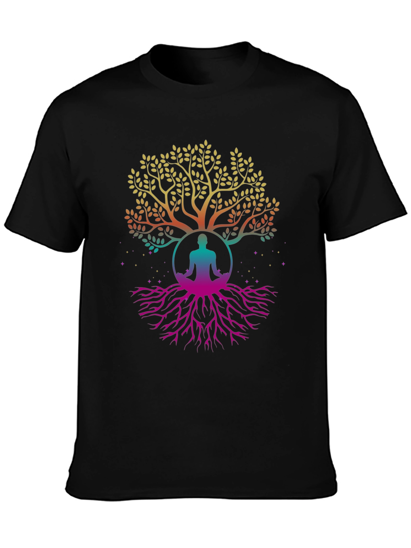 Tree of Life Yoga Meditation Black T-Shirt