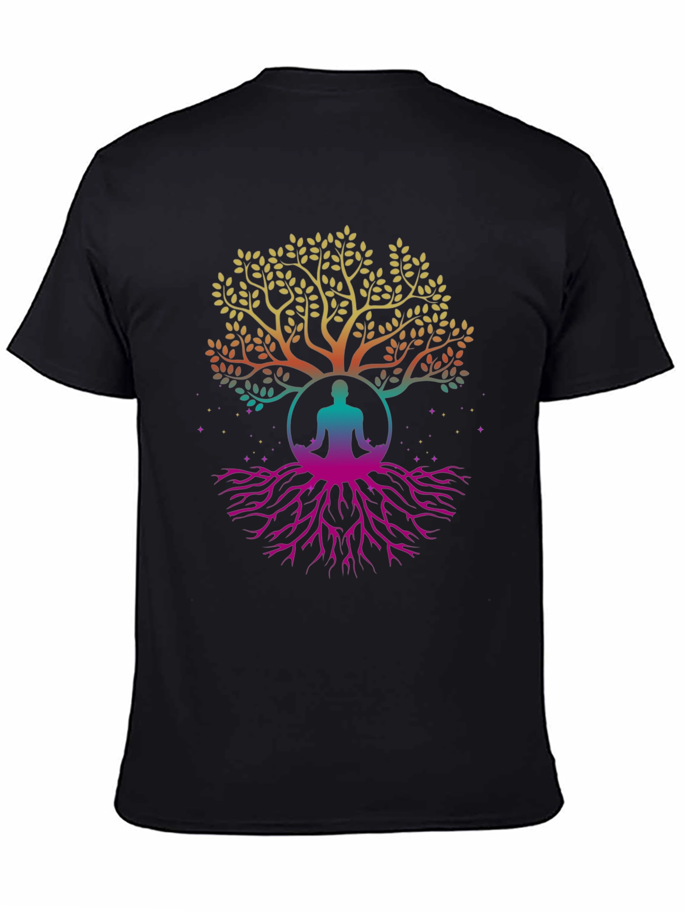Tree of Life Yoga Meditation Black T-Shirt
