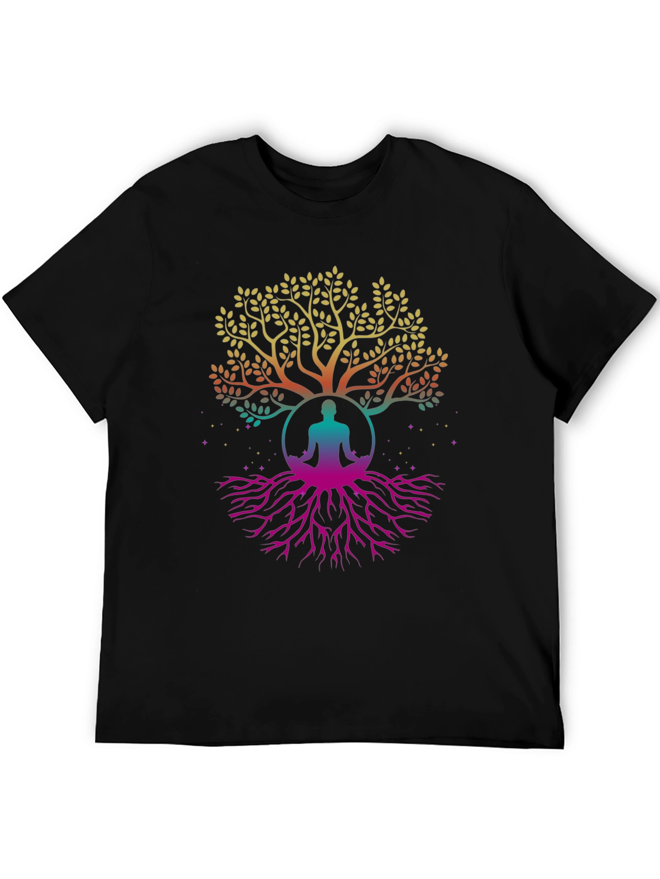 Tree of Life Yoga Meditation Black T-Shirt