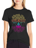 Tree of Life Yoga Meditation Black T-Shirt