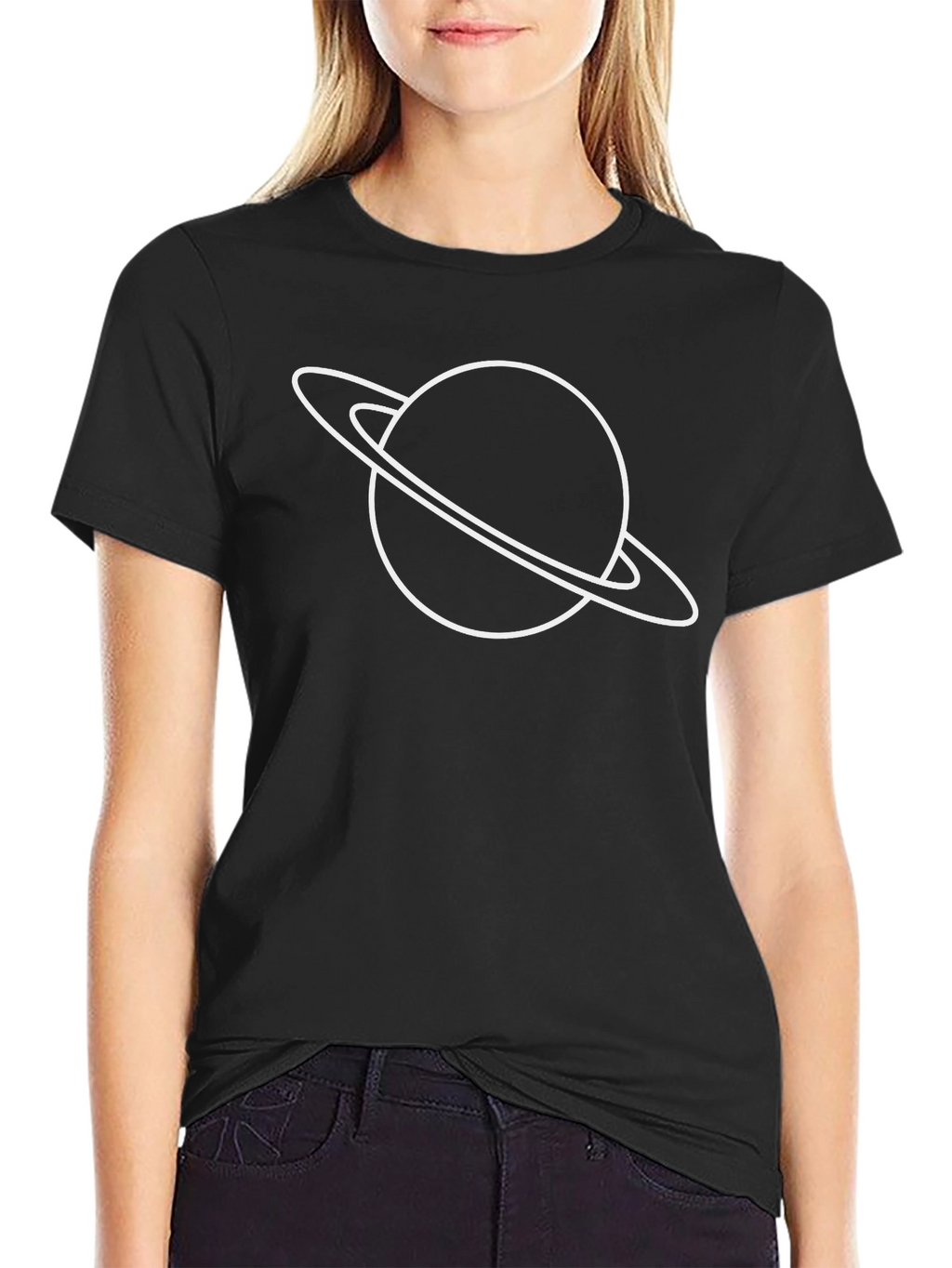 Saturn Graphic Black T-Shirt - Stylish Space Tee