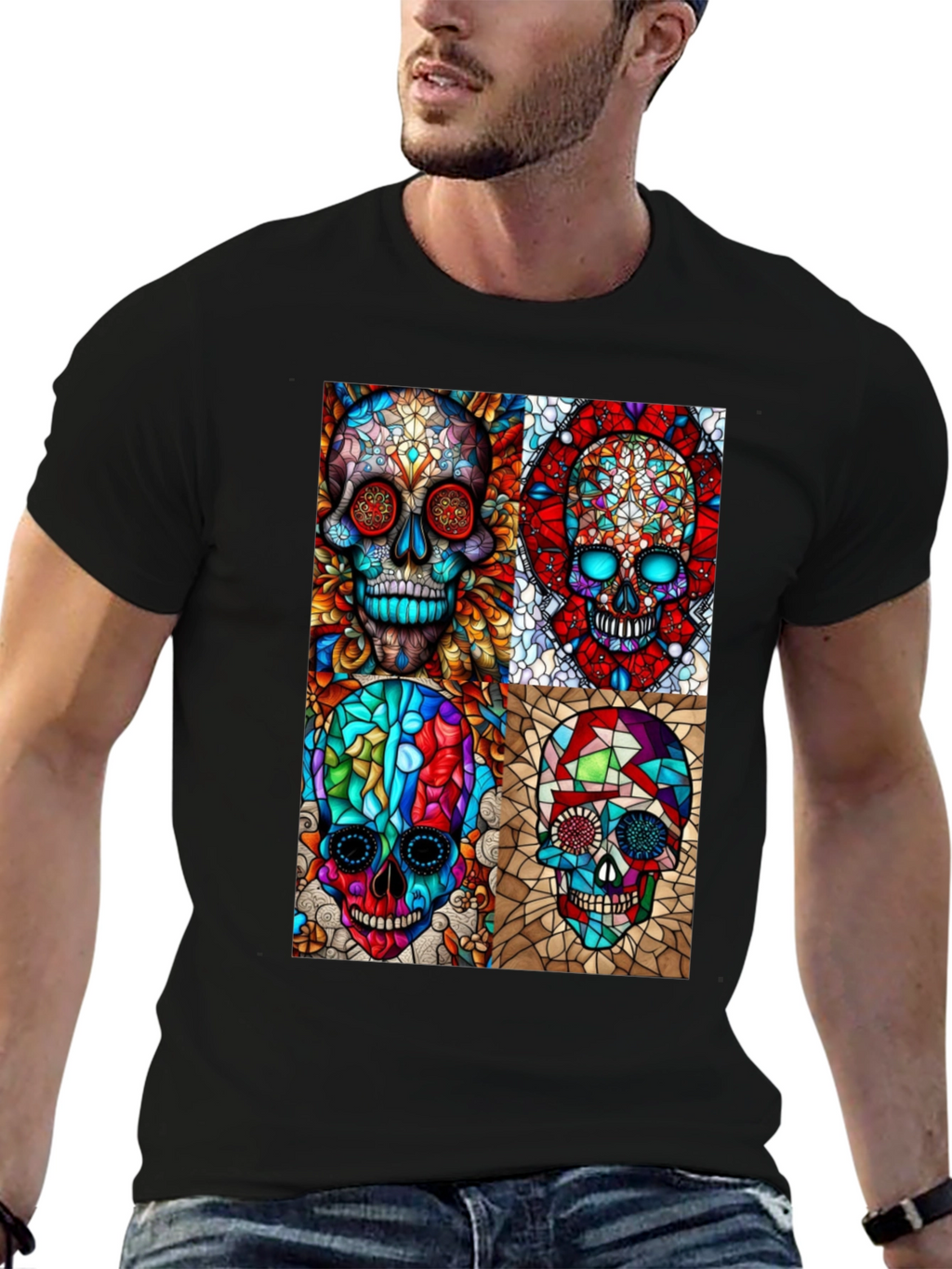 Day of the Dead Skull Art Graphic T-Shirt