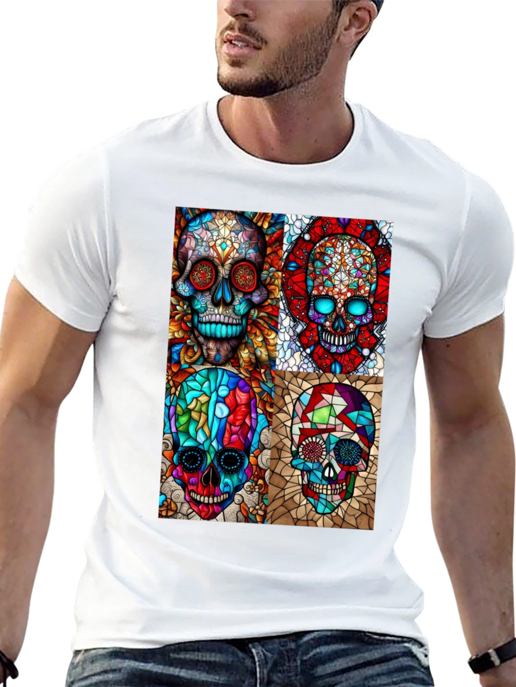 Day of the Dead Skull Art Graphic T-Shirt