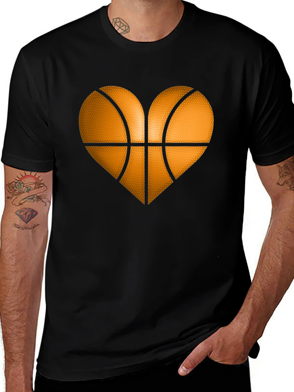 Basketball Heart Graphic Tee - Black T-Shirt