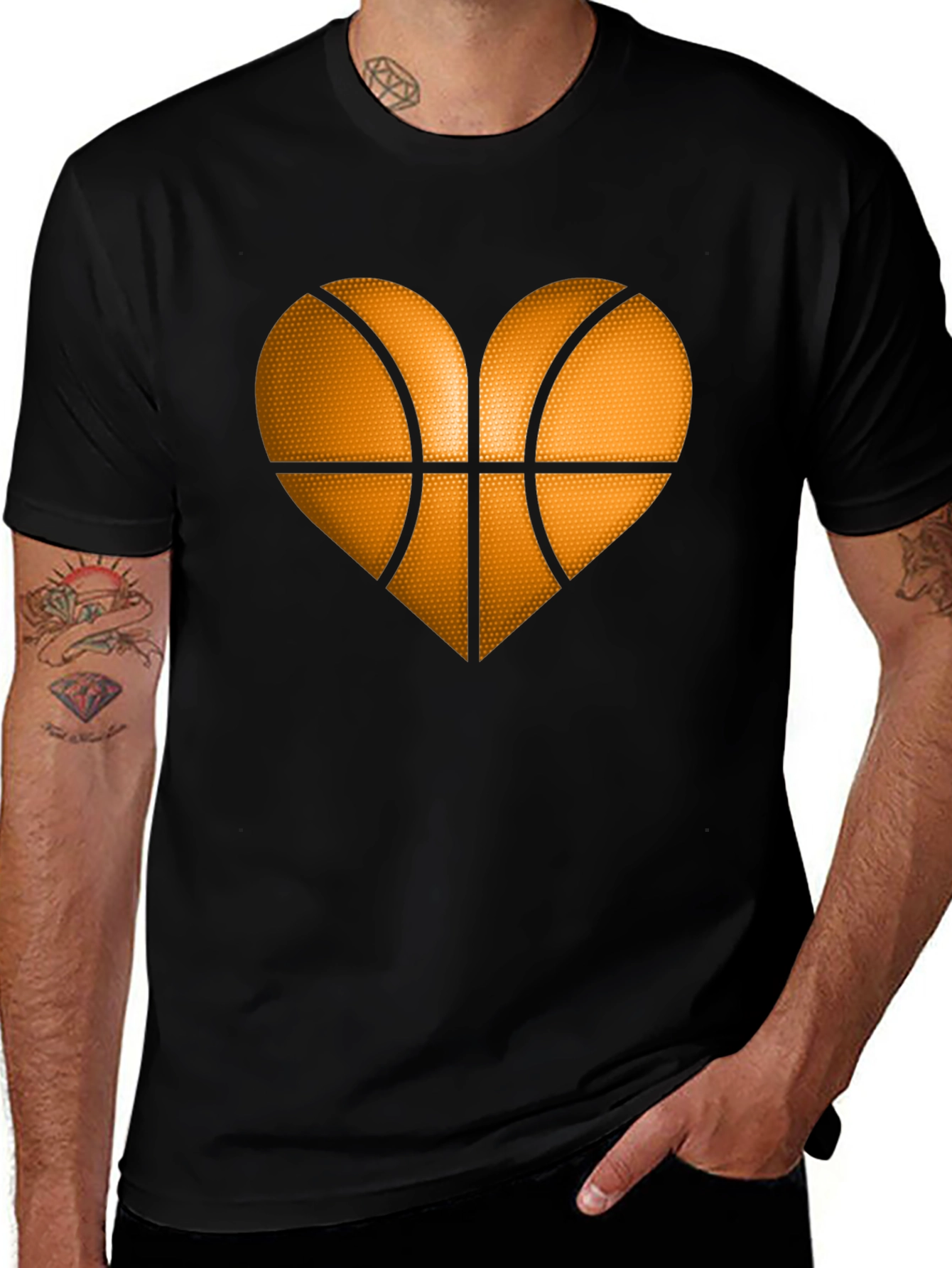 Basketball Heart Graphic Tee - Black T-Shirt