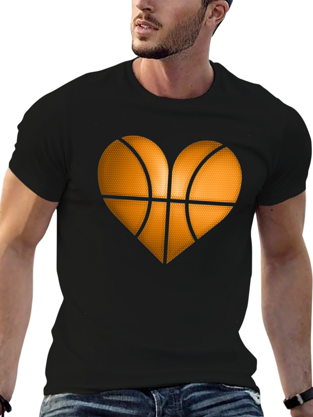 Basketball Heart Graphic Tee - Black T-Shirt