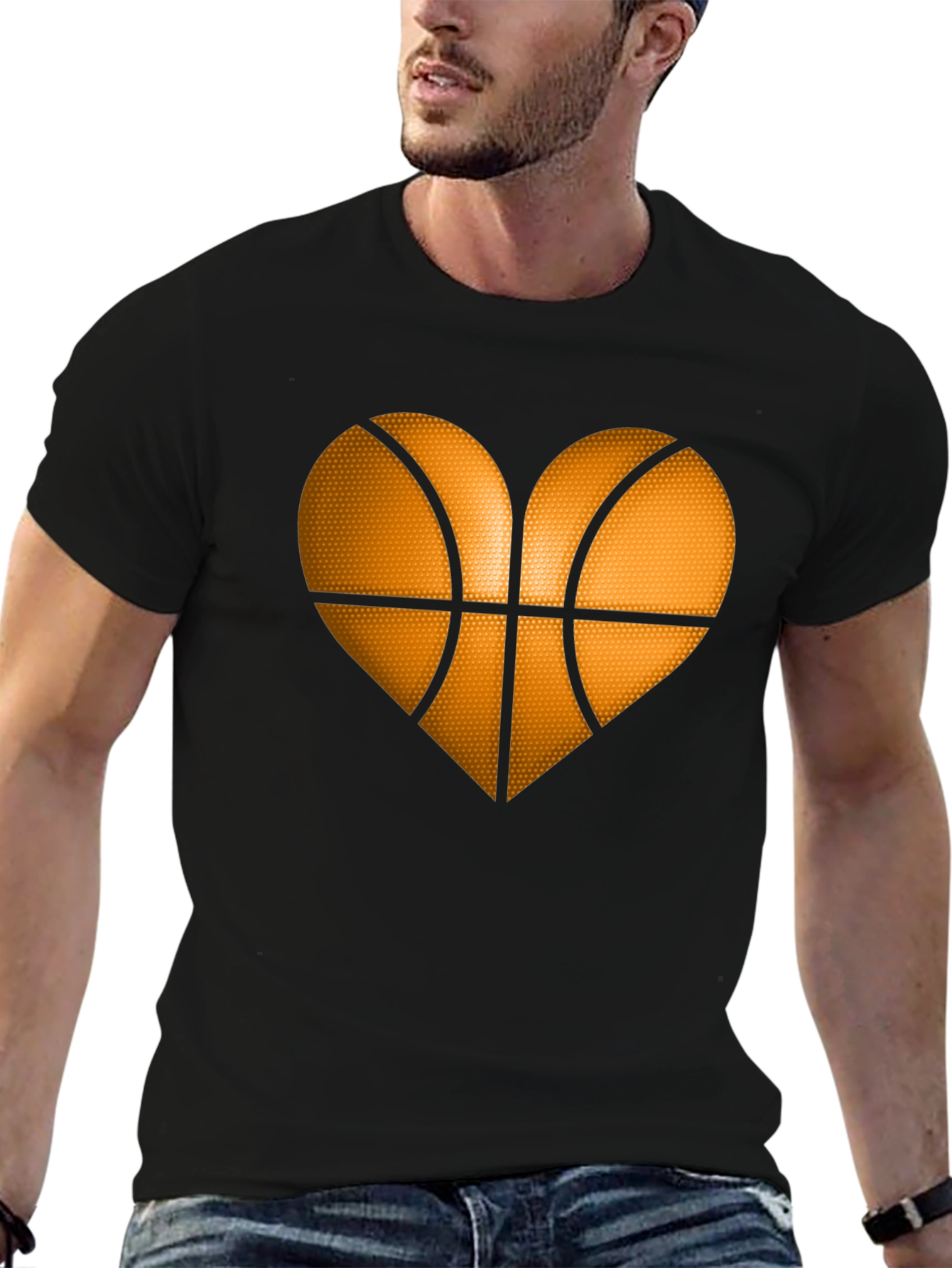 Basketball Heart Graphic Tee - Black T-Shirt